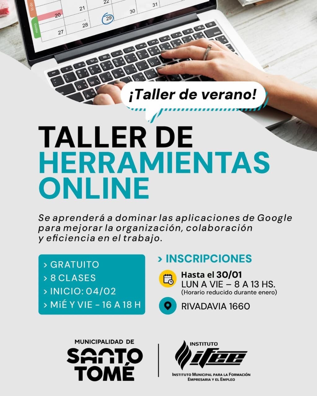 Santo Tomé: la Municipalidad abre las inscripciones al Taller de Verano de Herramientas Online del IFEE
