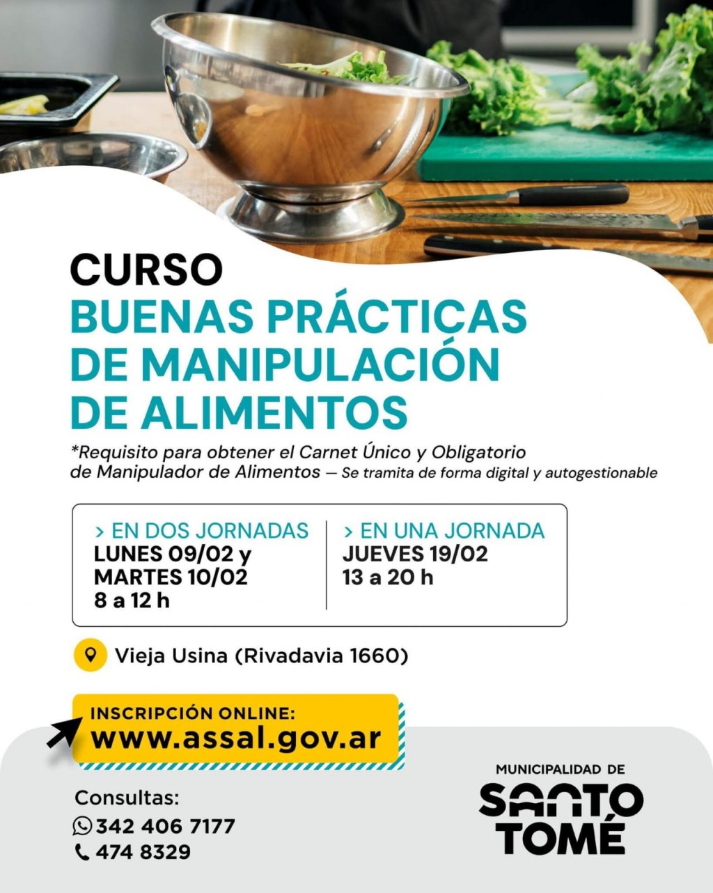La Municipalidad de Santo Tomé abre las inscripciones al curso de Manipulación de Alimentos