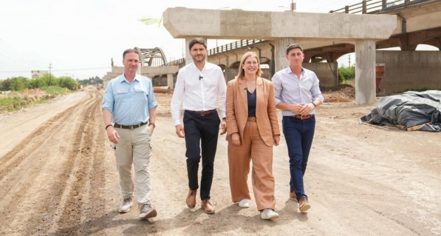 Pullaro y Scaglia supervisaron la construcción del Nuevo Puente Santa Fe-Santo Tomé